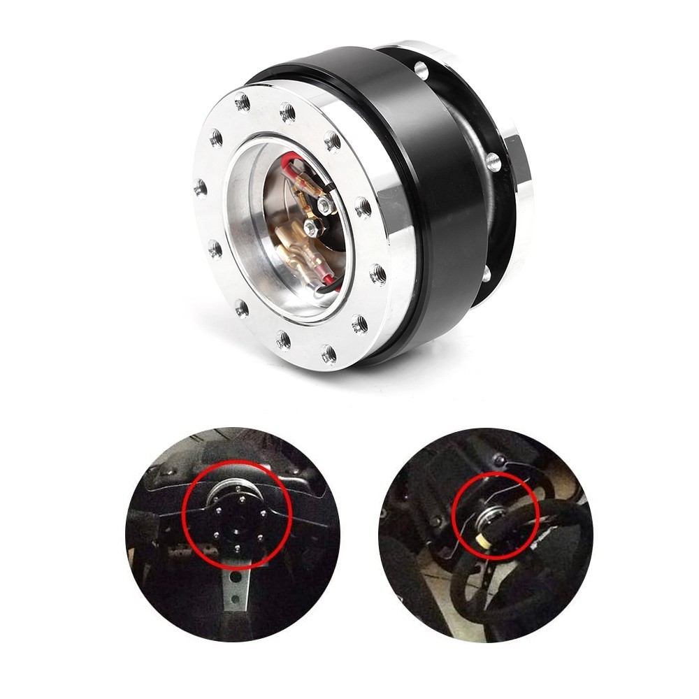 13" Aluminum Universal D Shape Racing Steering Wheel w/Quick Release Adapter Kit