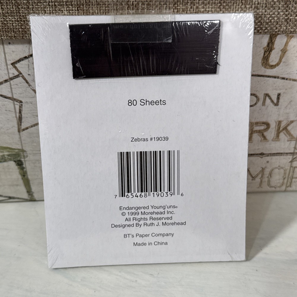 Endangered Young’uns Zebra Note Cards And Notepad Set In Decorative Foil Box