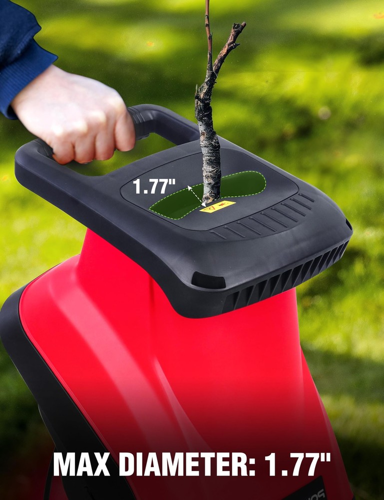 PowerSmart Electric Wood Chipper Shredder, with Bag, BLACK & RED