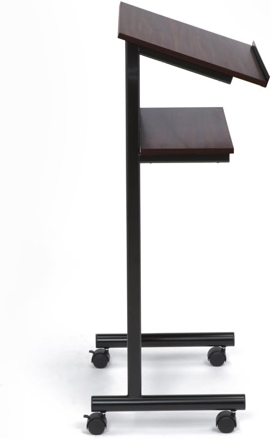 Audio-Visual Direct Wheeled Lectern Podium - Standing Standing, Black/Cherry