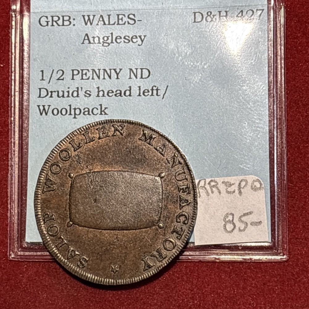 conder token Grb Wales-anglesy ND 1/2 Penny Druid’s Head Left/woolpack