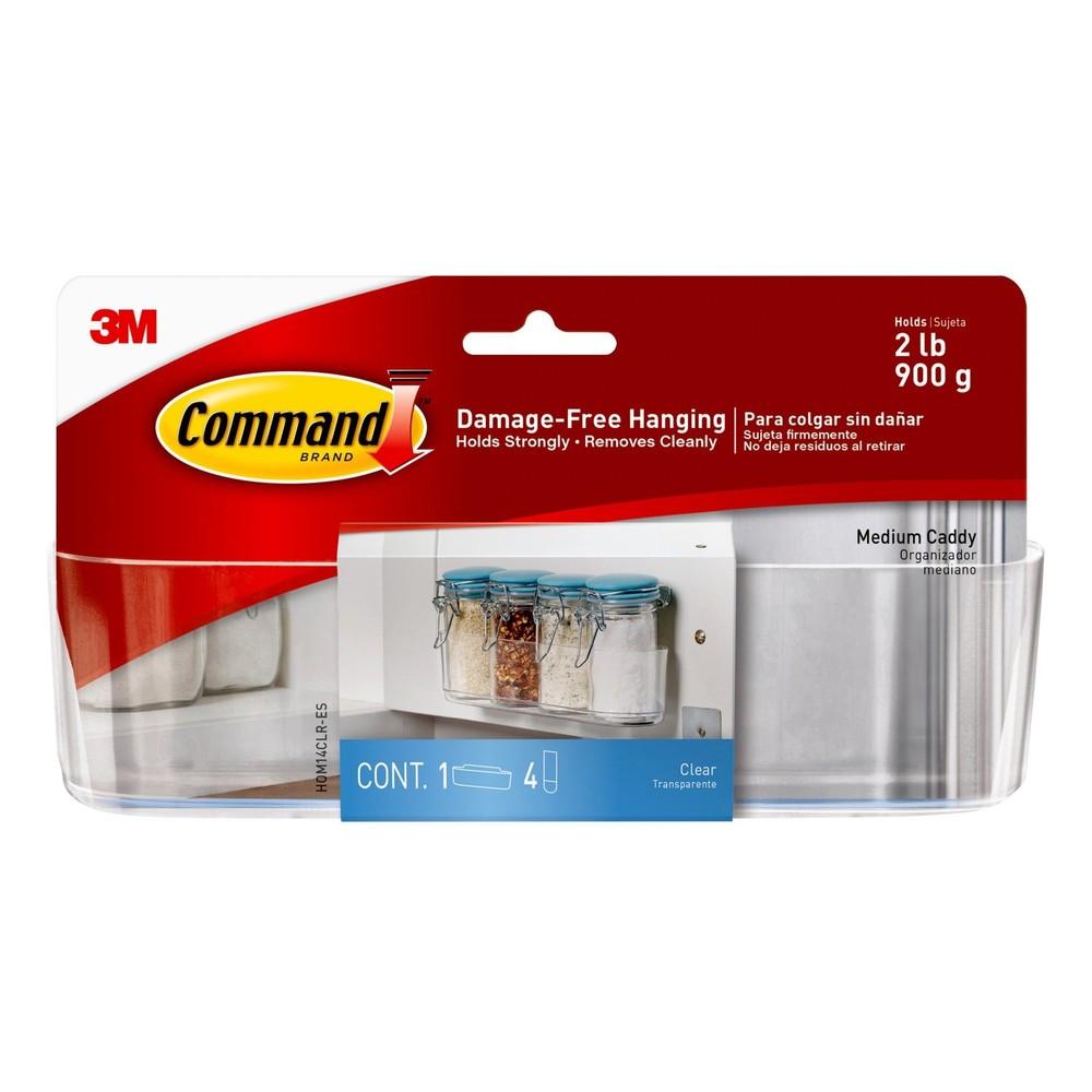 Command Caddy, Clear, Medium, 1 Caddy, Bathroom and Kitchen Organization
