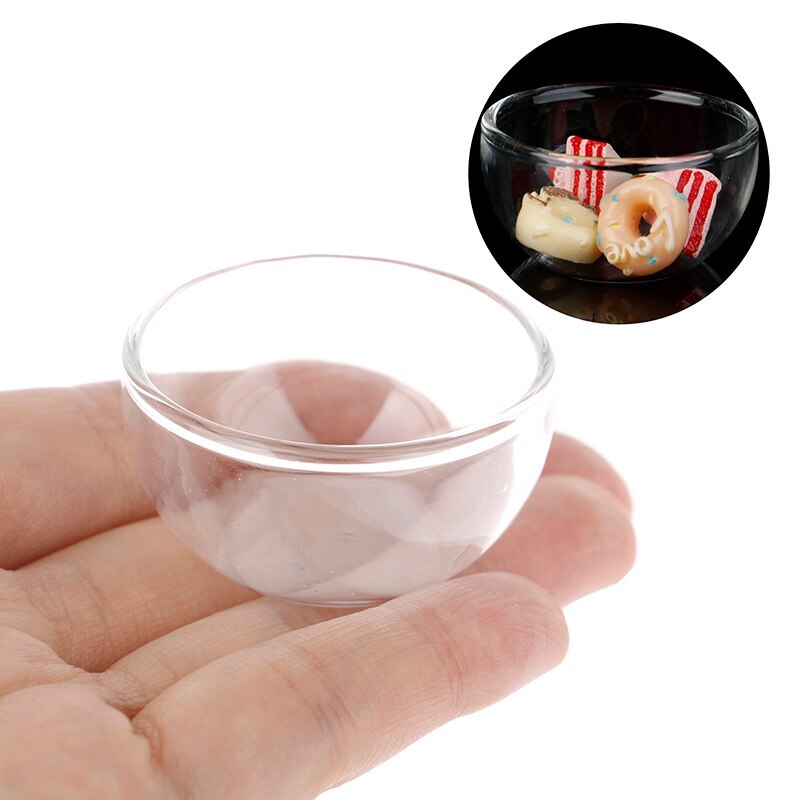 3PC Dollhouse Miniature 1:6 Scale Clear Glass Bowls Kitchen Tableware Accessory