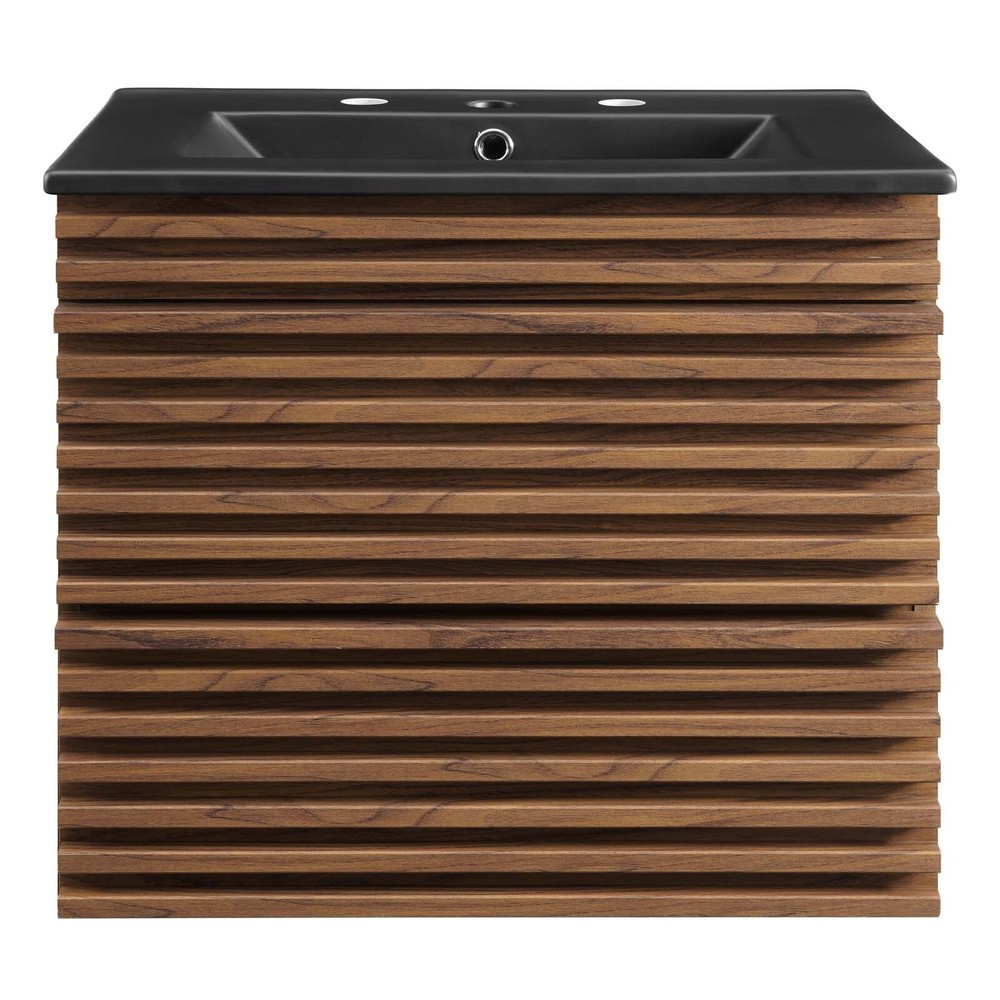 Modway Render 24" Wall-Mount Bathroom Vanity in Walnut Black