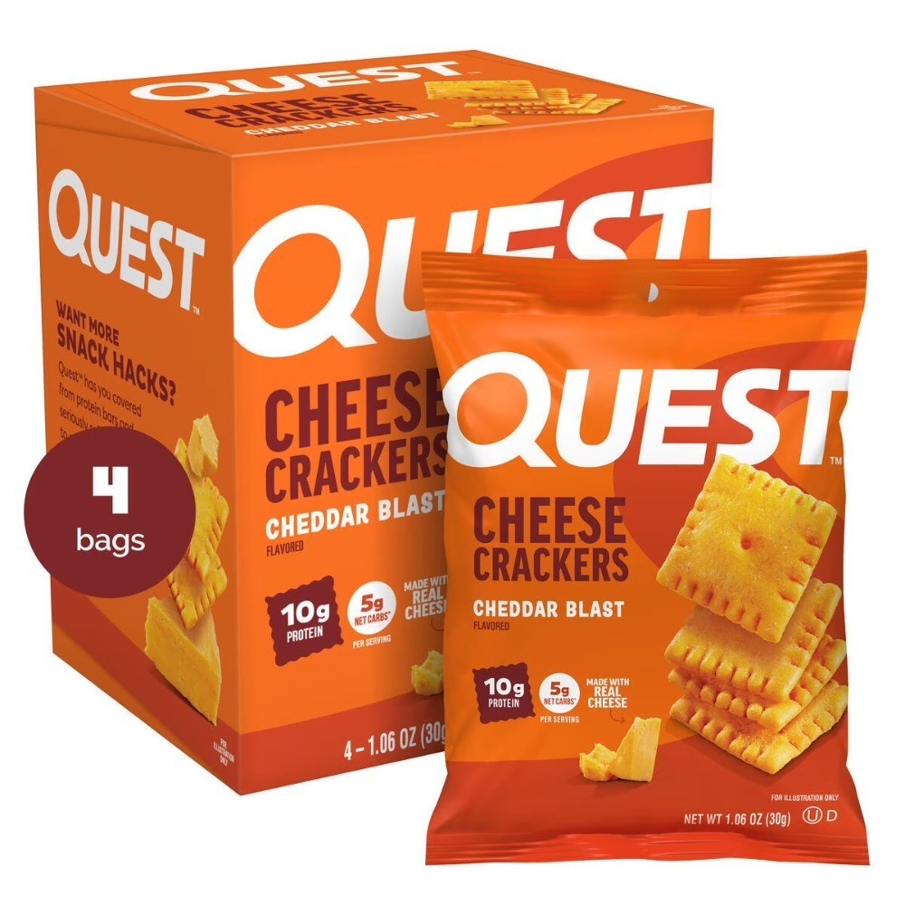 High Protein Cheddar Cheese Snack Crackers with Real Cheese 4 Pack