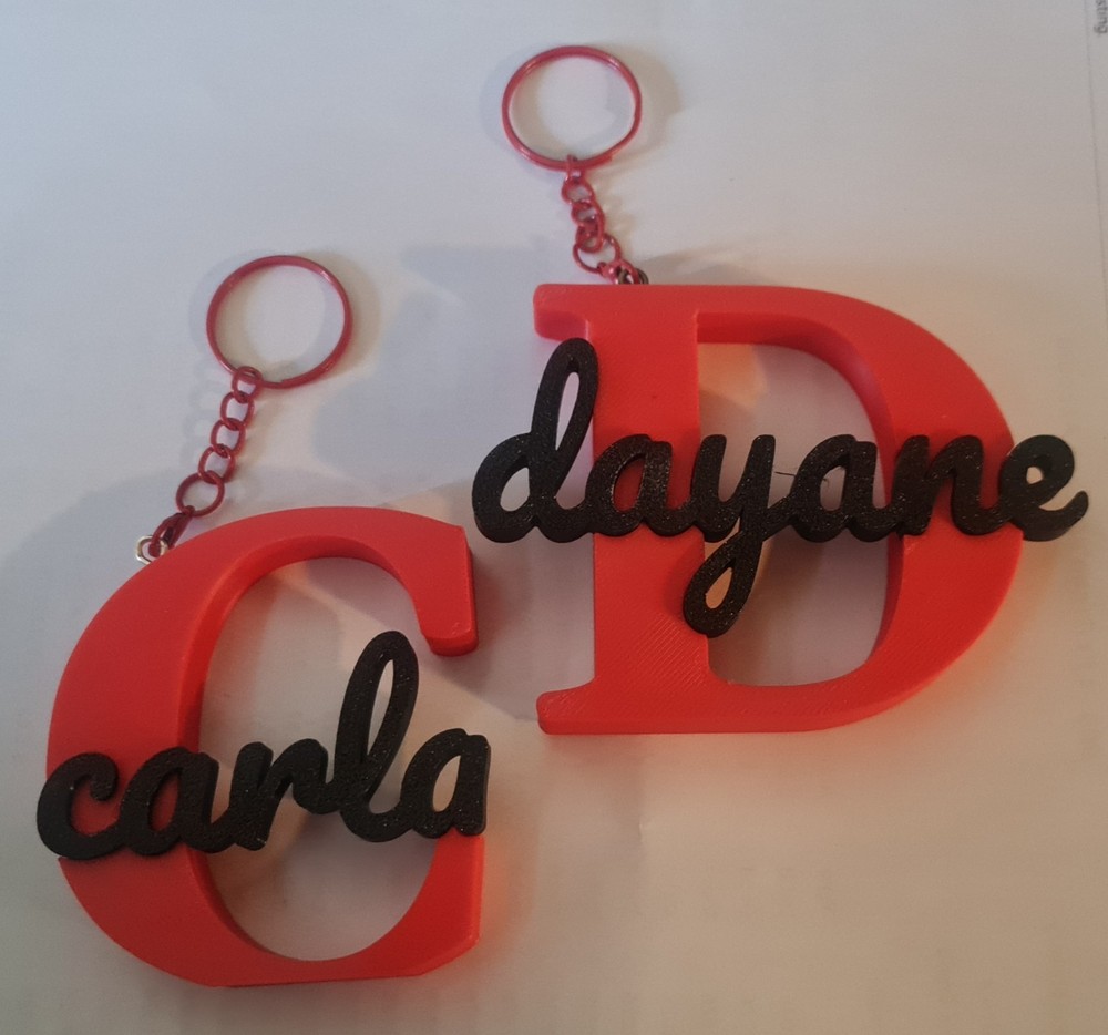 Personalized Plastic Letter Name Keychains Red and Black Modern Custom