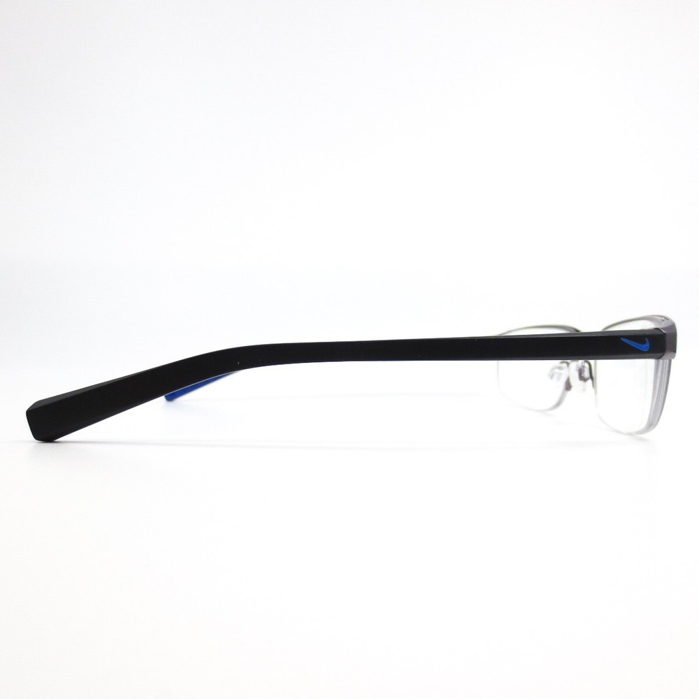 Nike Eyeglasses Frames 8098 078 Black Gray Blue Rectangular Full Rim 56-16-140