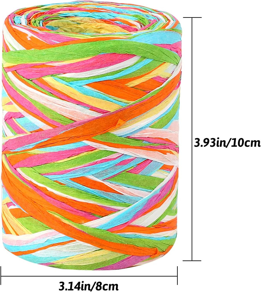 Colored Raffia Paper Ribbon,262Ft Craft Raffia Paper String Twine for Easter Spr