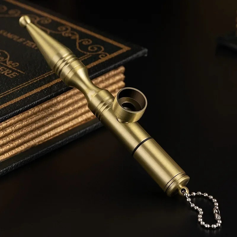 Pipe w/ Built-In Kerosene Lighter Solid Brass Smoking Aid Set