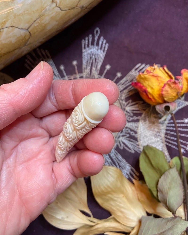 Bovine Bone Rose Spike Carving, Ethically Sourced Cow Bone