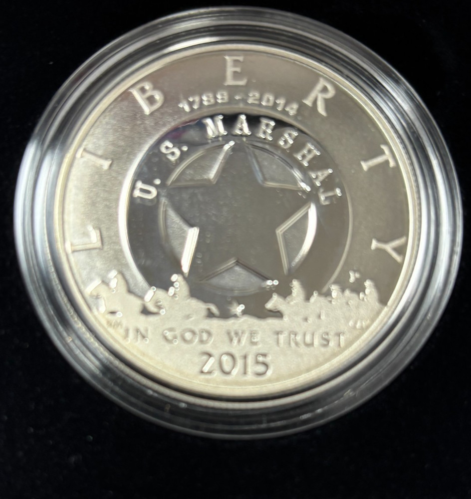 2015P $1 proof US Marshals Service Commemorative Silver Dollar w/ Box & COA NICE