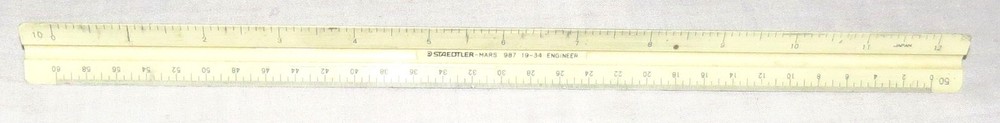 Three-sided One-foot Triangular Ruler Staedtler MARS 987 19-34 Engineer Japan