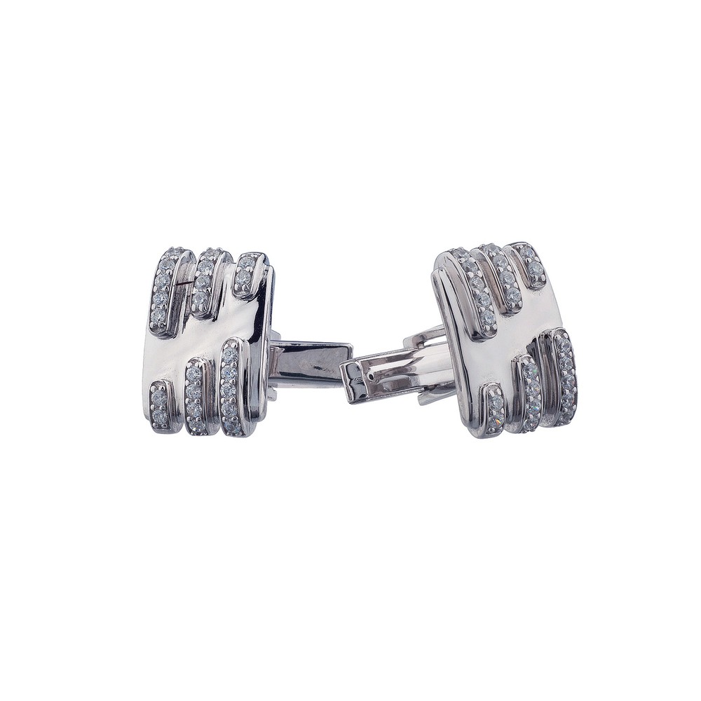 Sterling Silver 925 White Sapphire Cuff Links