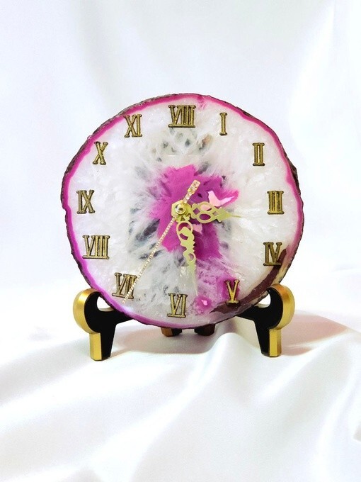 Designer table clock made of natural stone