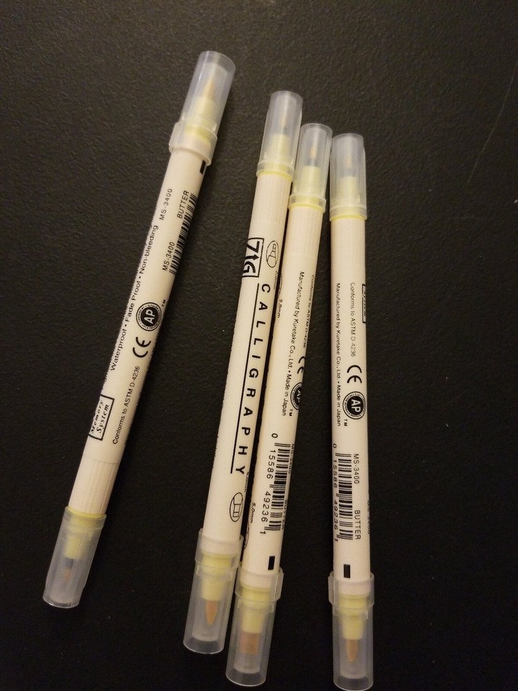 Zig Memory System Calligraphy Dual Tip Marker, Butter