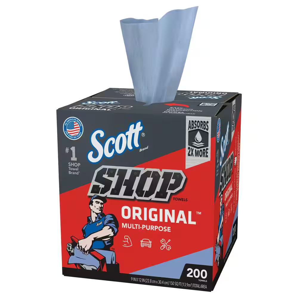 Scott Shop Towels Original, Pop-Up Dispenser Box (200 Sheets/Box)