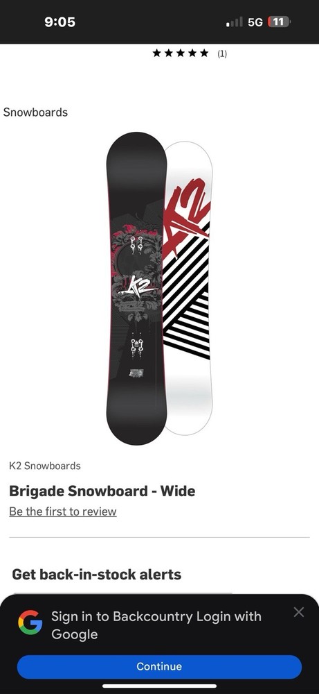 K2 Brigade 2010 Snowboard - Wide 158cm