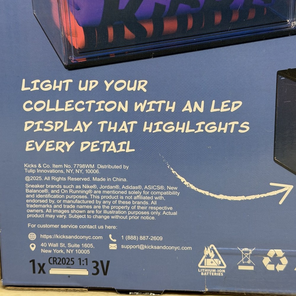 2 Pack Kicks & Co. Stackable LED Sneaker Storage Boxes Display Case USB Powered