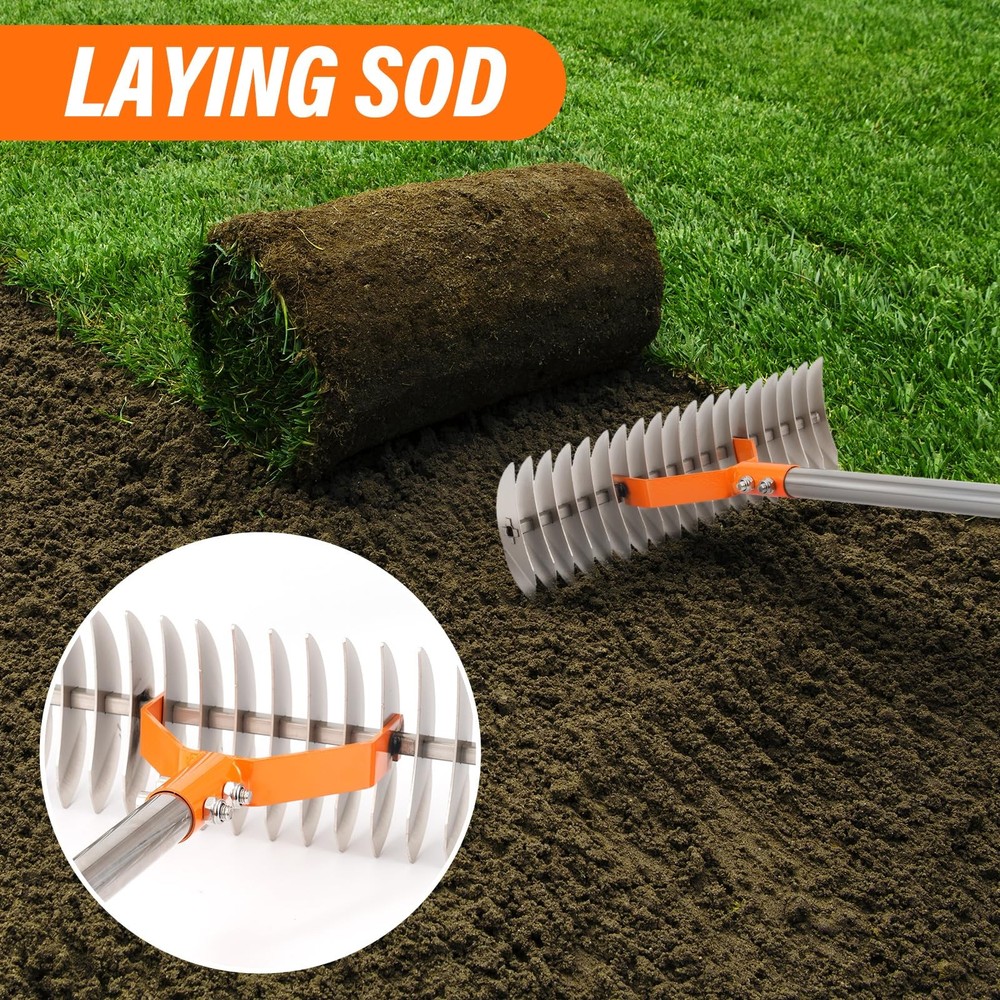 Adjustable Thatch Rake 19 Tine Lawn Dethatcher 62in Spring Yard Aerator