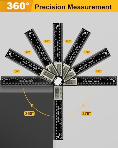 Protractor, Digital Angle Finder Protractor with LCD Display, 2-in-1 360°