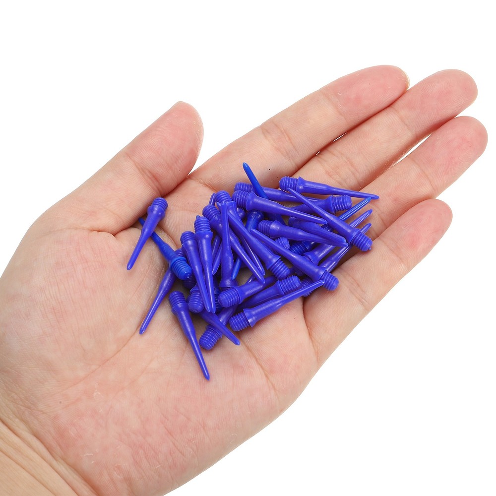 50Pcs Plastic Dart Tips,Game 2BA Thread Soft Darts Tip Blue