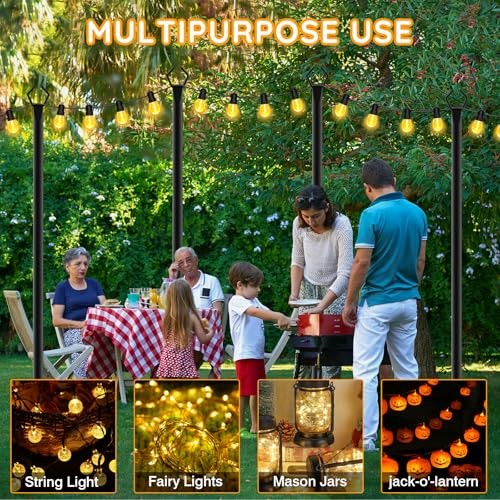 7 Pack String Light Poles,Poles for Outdoor String lights10 Ft 7 Pack-10FT