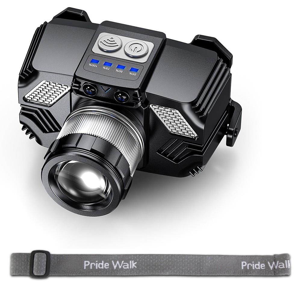 Zoomable LED Headlamp Adjustable Headlight Head Lamp Motion Sensor Flashlight