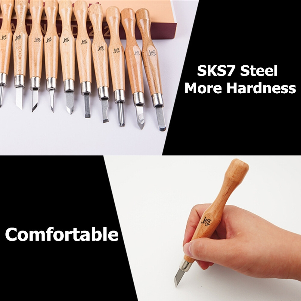 12Pcs Wood Carving Hand Chisel Tool Set Professional Woodworking Gouges Steel