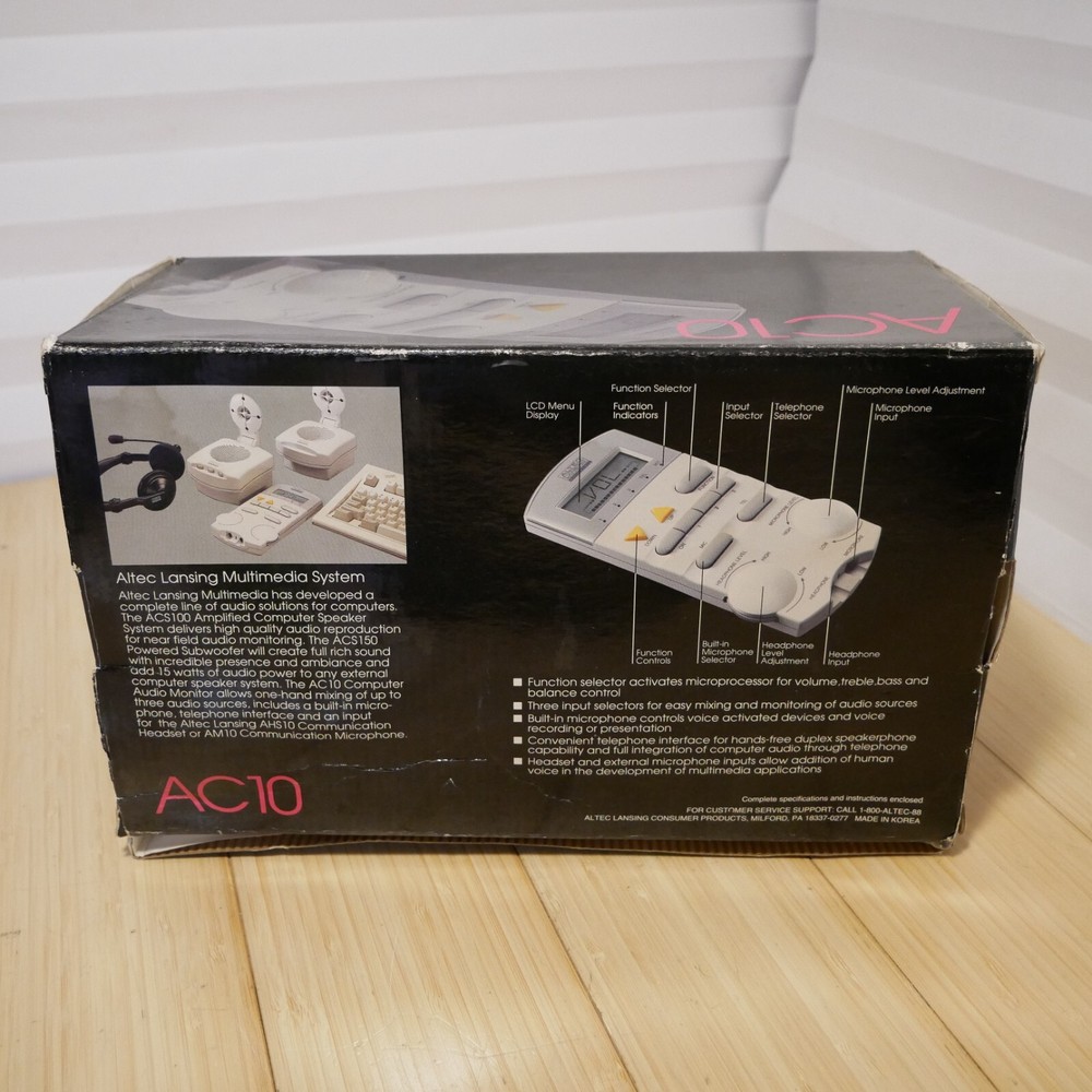 Rare 1994 Vintage Altec Lansing Computer Audio Controller AC10 with original box