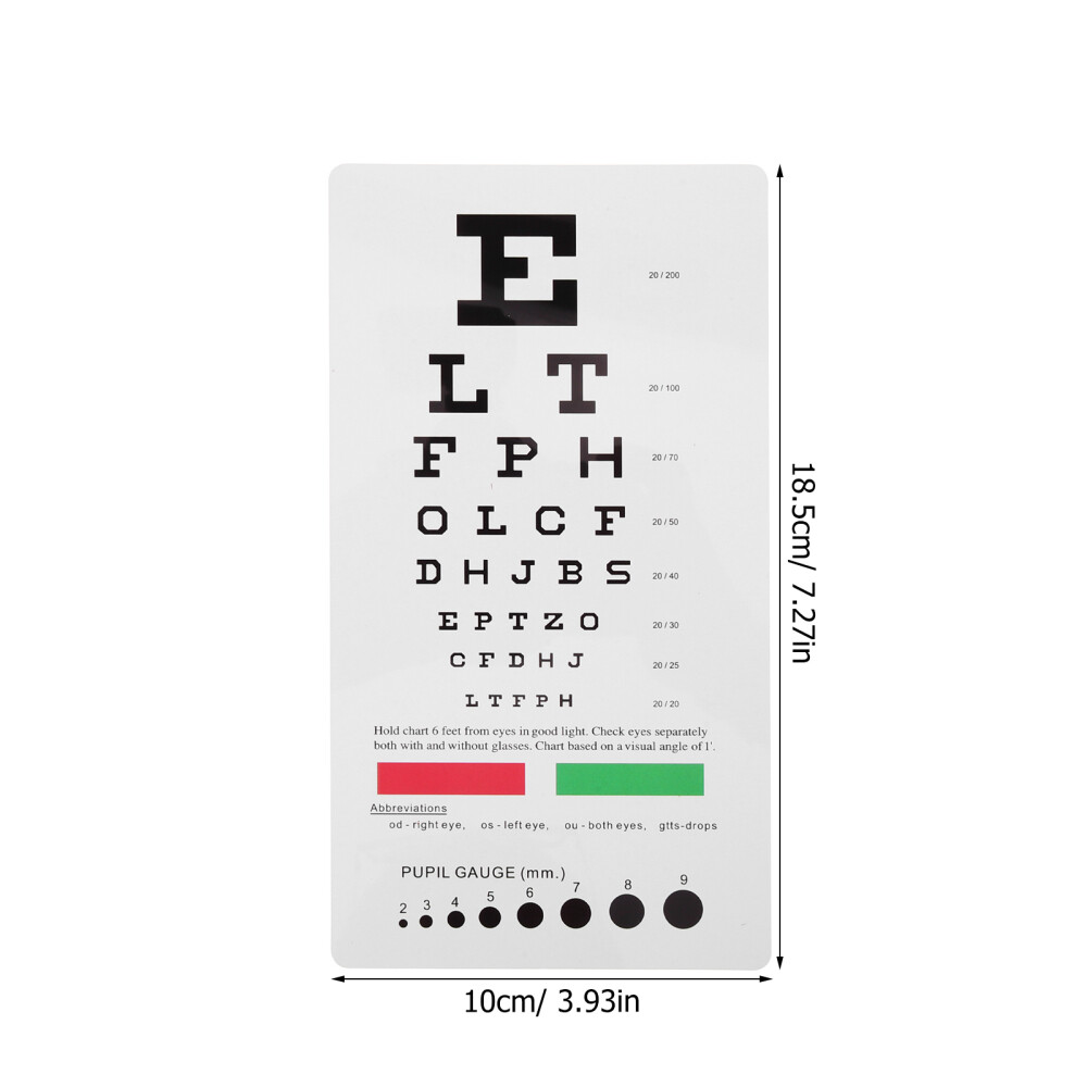 Vision Test Pocket Dual Sided Plastic for