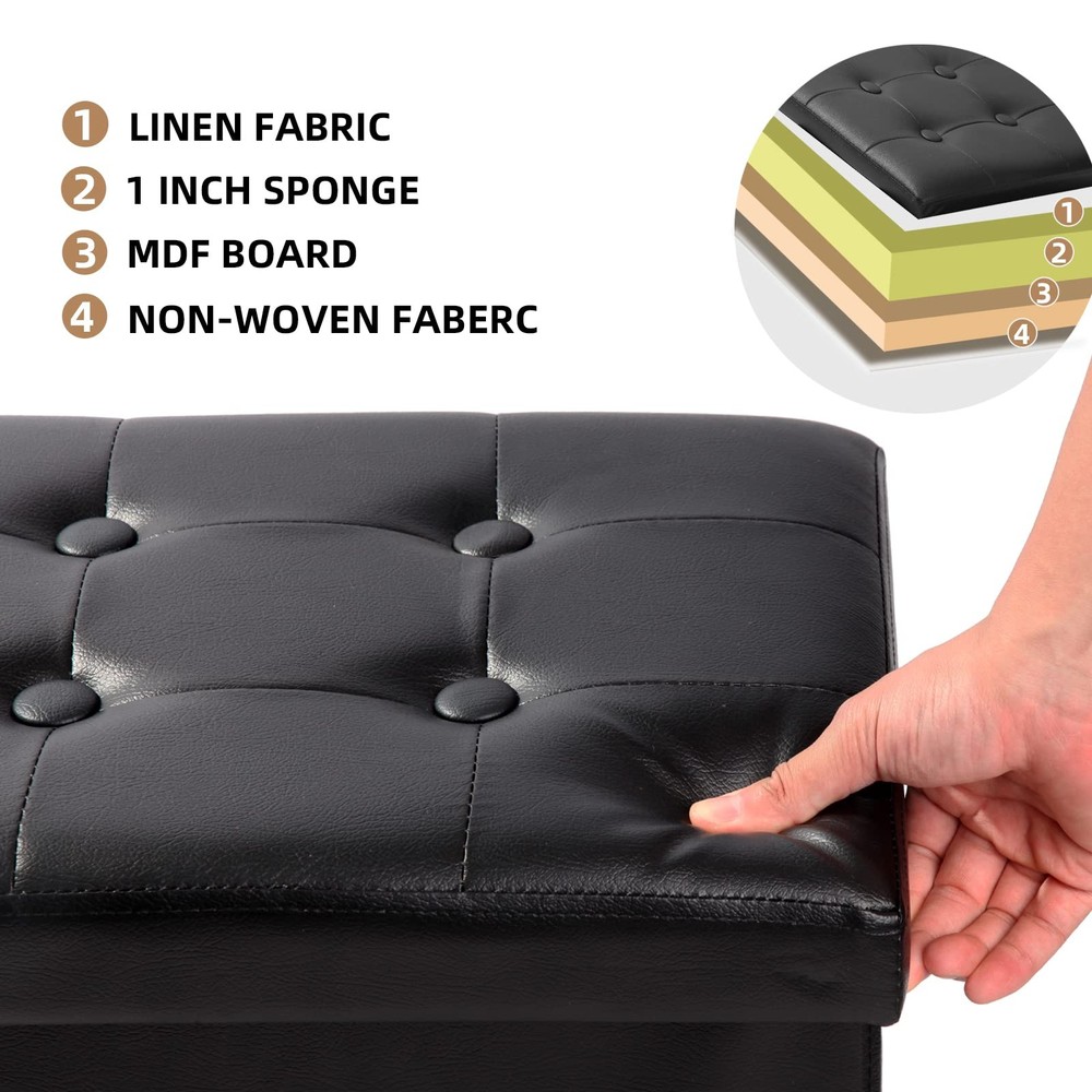 Storage Ottoman Footrest Stool Small Ottoman with Storage Foldable Ottoman Le...