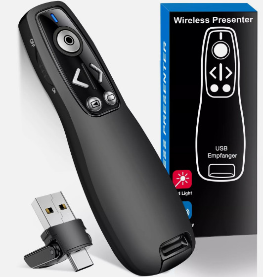 Wireless Presenter Remote Red Laser Pointer USB Presentation Clicker