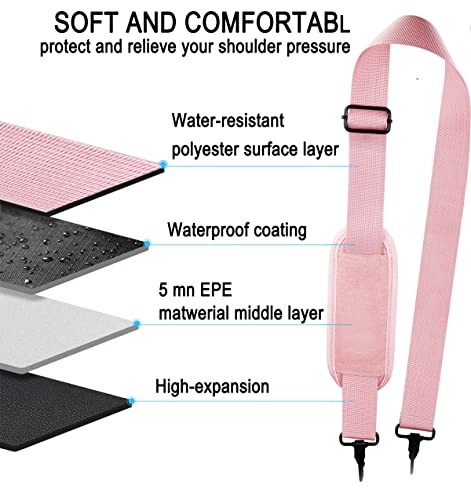 Shoulder Strap, Durable 55" Universal Replacement Laptop Shoulder Strap, Pink