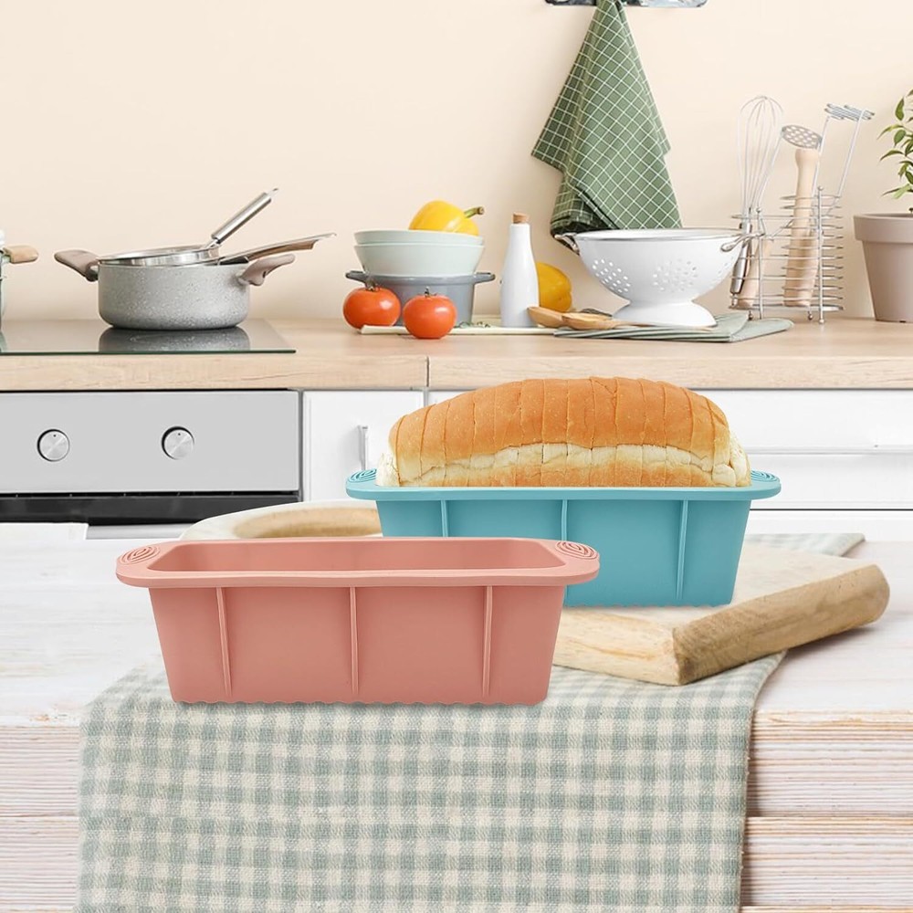 Silicone Bread Loaf Pan 2 PCS Rectangular Non-Stick Baking Mold Pans for Oven