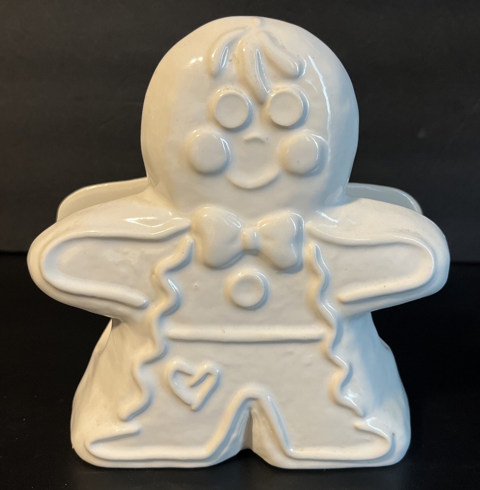 White Ceramic Christmas Gingerbread Man Tabletop Paper Towel Holder