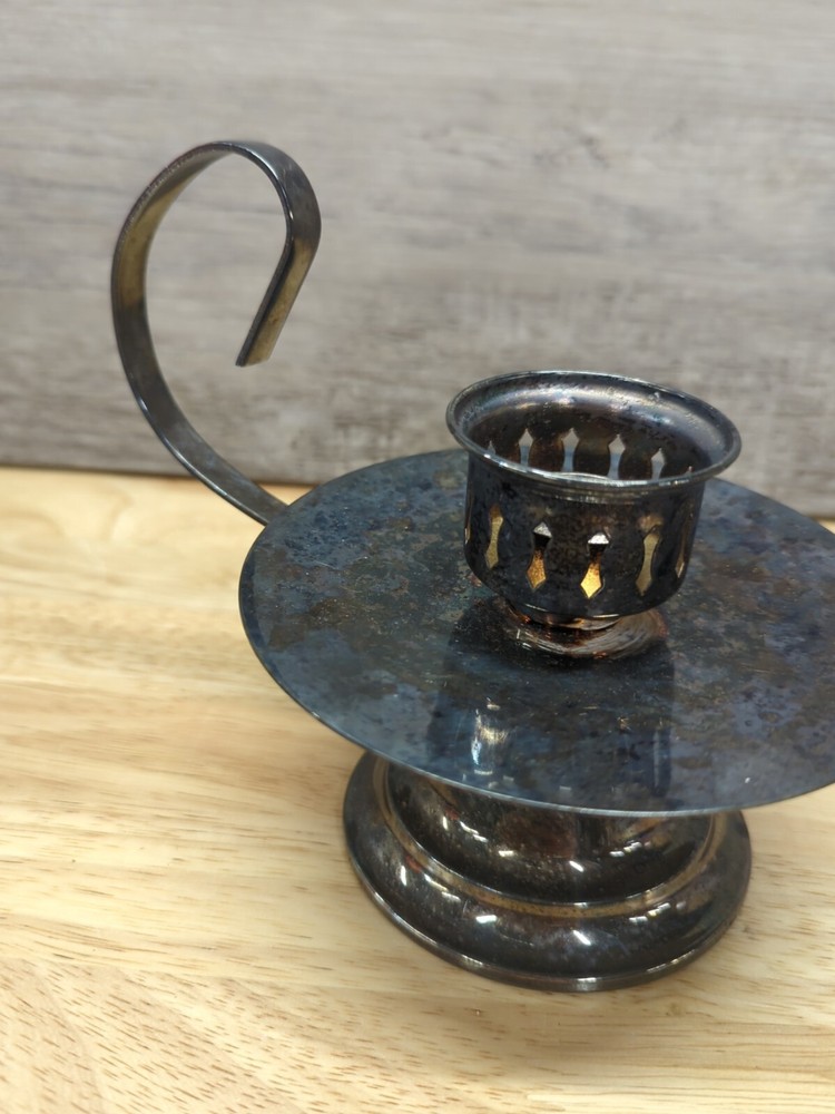 Towel Silver Plate Chamber Candlestick Holder