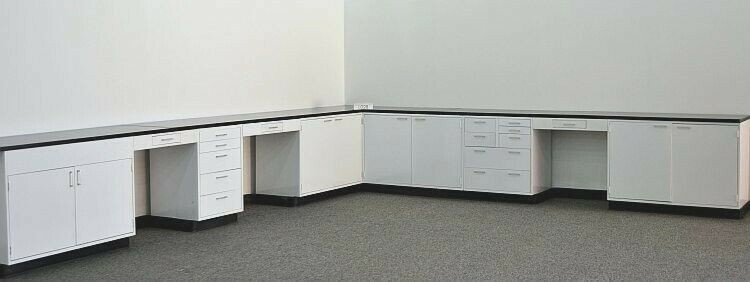 32' Laboratory L Design Cabinet / Casework / w/ Countertops / E1-500