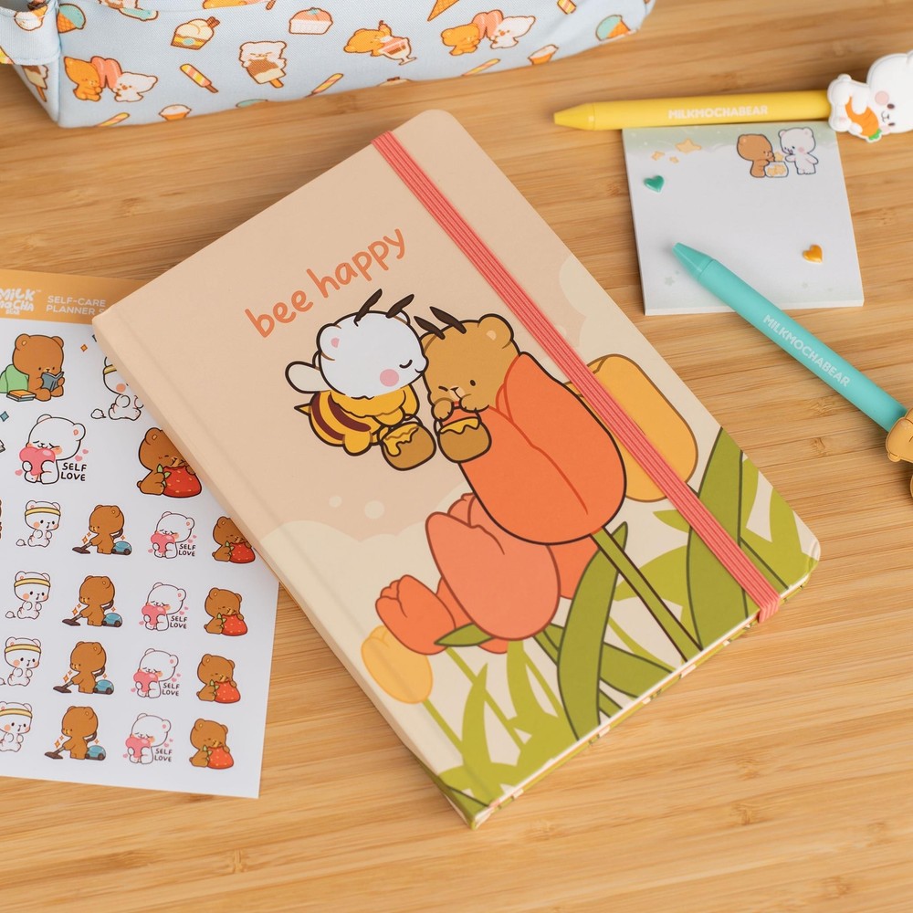 Milk Mocha Bear Bee Happy Dot Grid Notebook