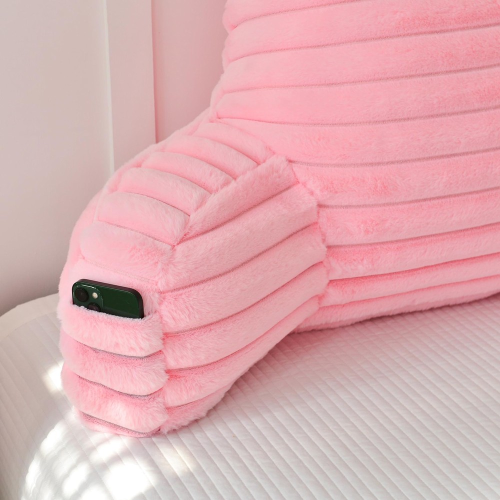 Yaoshuho Large Reading Pillow for Adults, Back Support Large, Pink