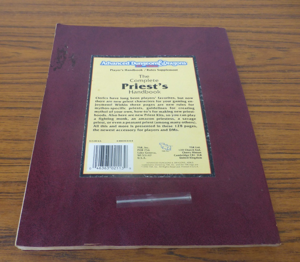 Advanced Dungeons & Dragons - The Complete Priest's Handbook Book **ACCEPTABLE