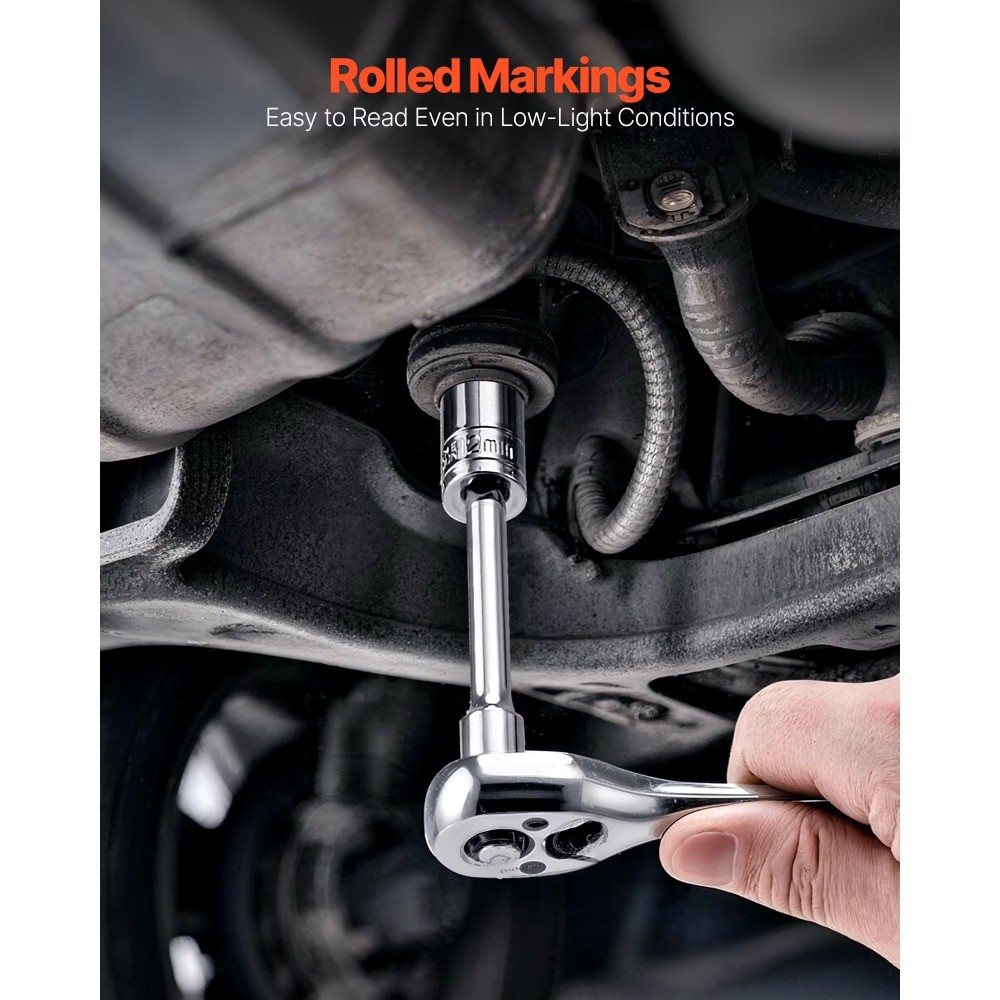 46-Piece Socket Set, 1/4 Inch Drive, SAE and Metric Sizes, Includes Deep