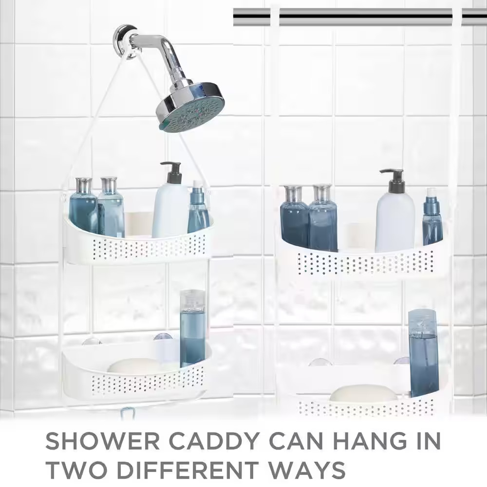 2 Way Convertible Shower Caddy in White