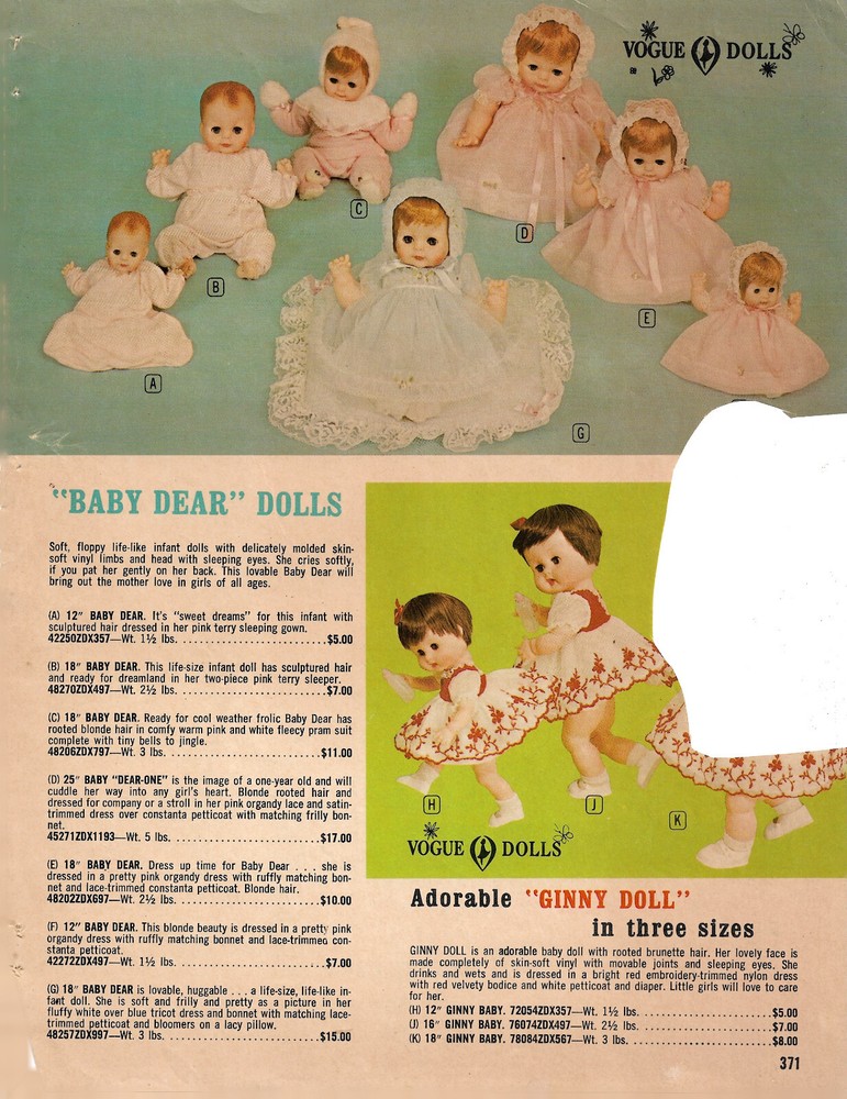 Vogue Doll Co. Ads & Catalog Pages for Identification