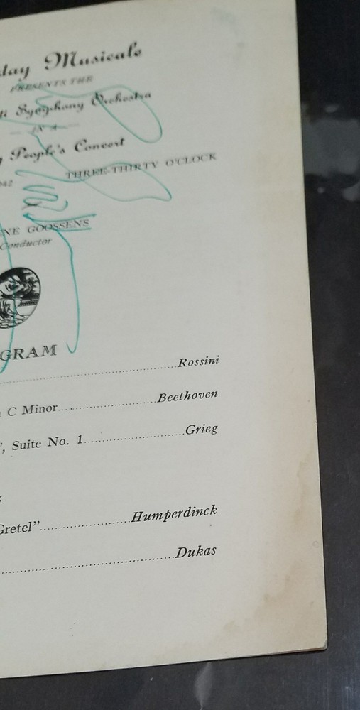 SIR EUGENE GOOSSENS ENGLISH, PIANIST, CONDUCTOR, COMPOSER- AUTOGRAPHED PROGRAM