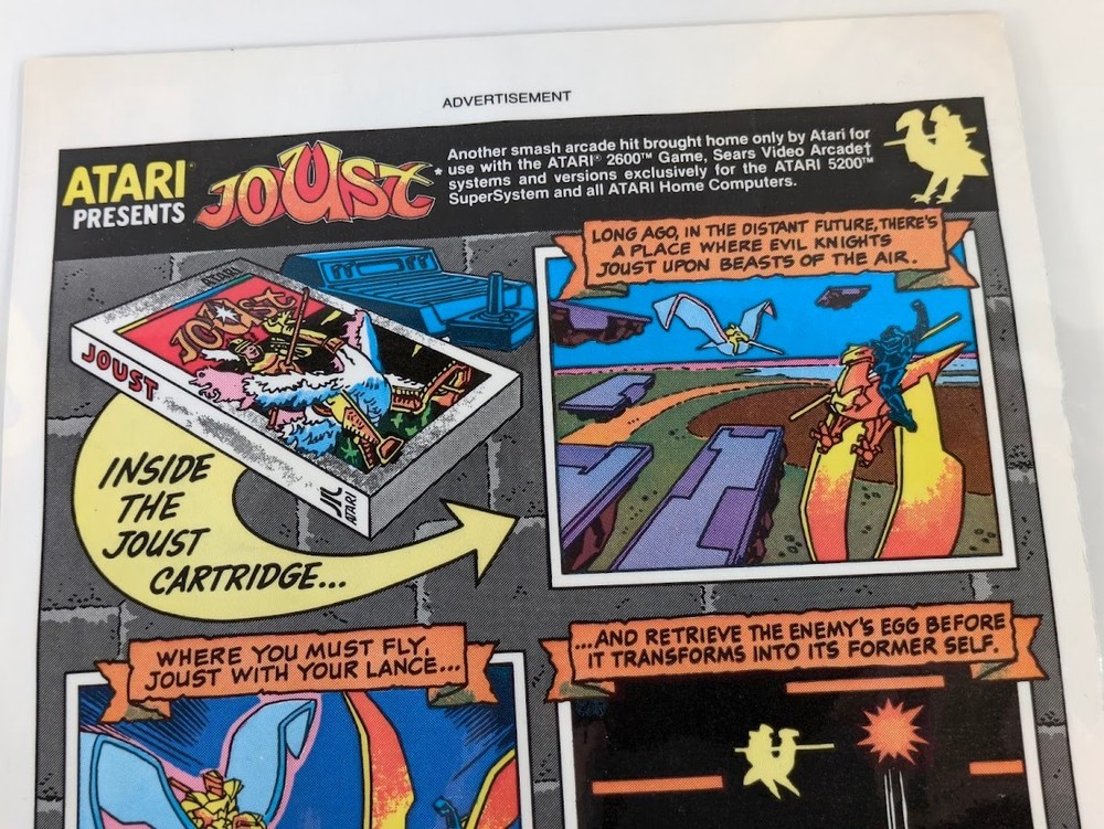 Joust on Atari 2600 Advertisement - Laminated From Original Comic Book