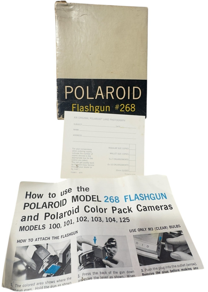 Polaroid Flashgun # 268 Original Box + Instructions – Vintage Untested