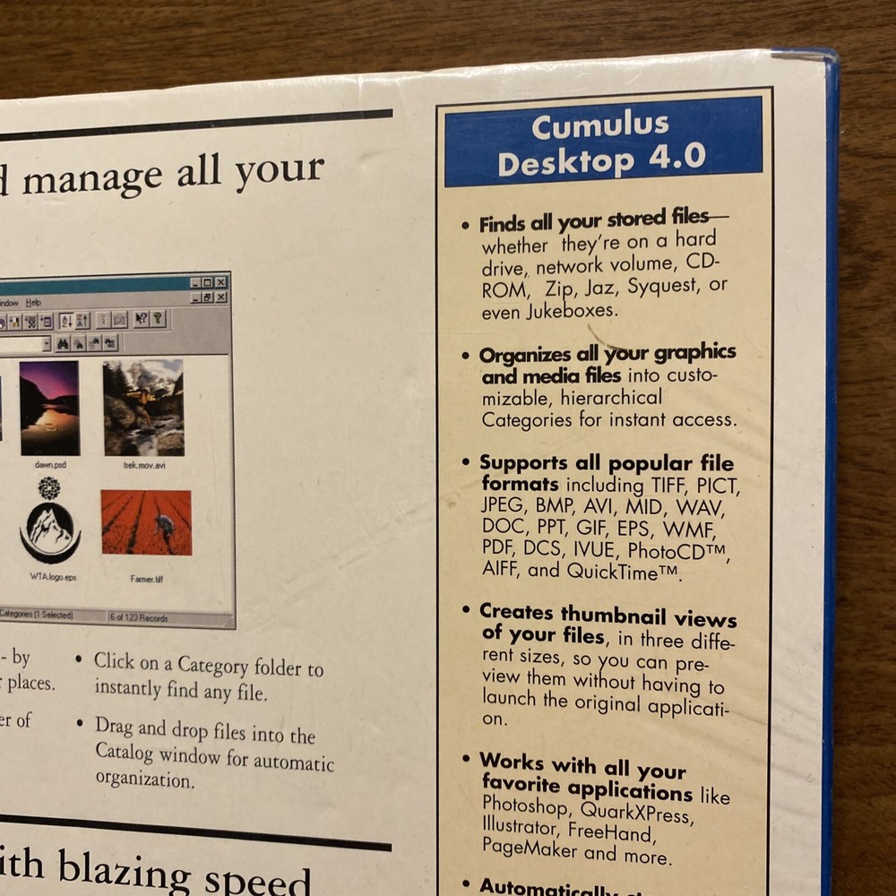 Canto Cumulus Media Management System Software Desktop 4.0 Windows 95 NT Mac A8