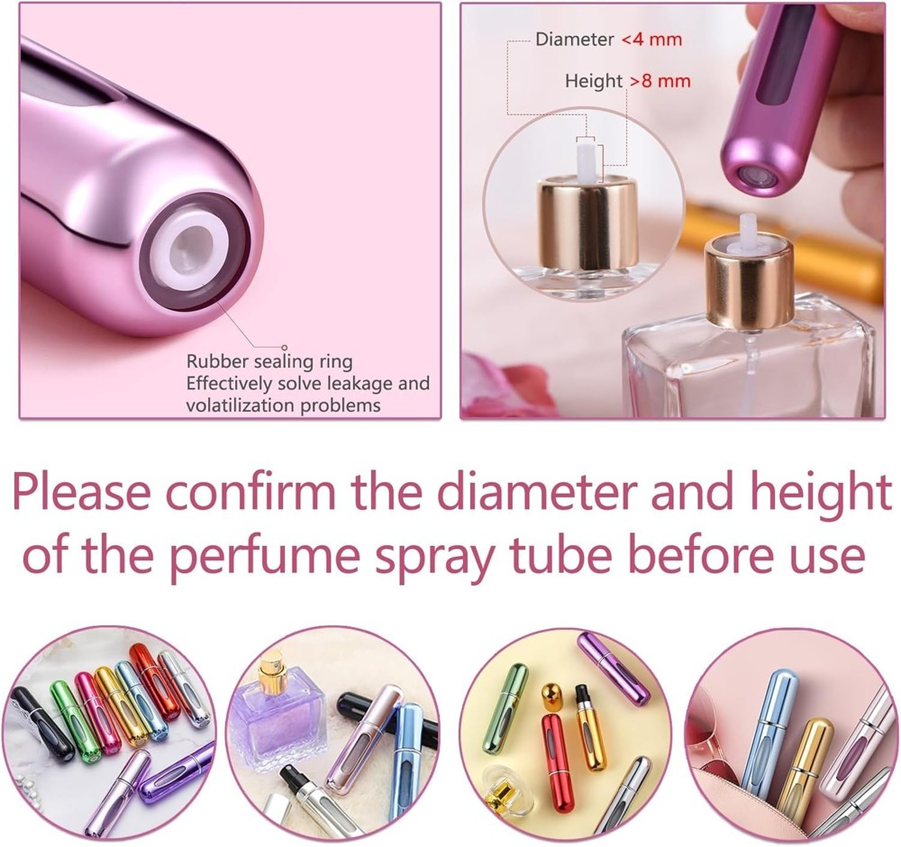 4PC Portable Mini Refillable Perfume Atomizer Bottle, Travel Size Refillable Per