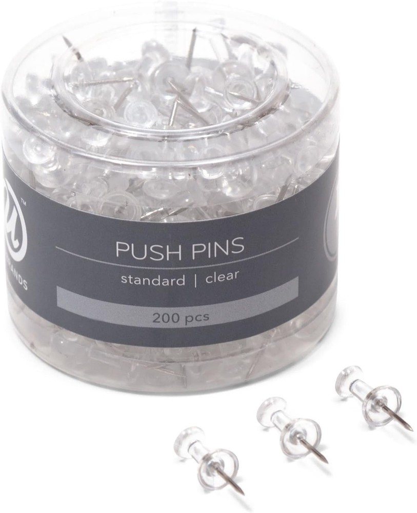 Reusable 200-Pack Clear Push Pins - Essential for Classroom and Office Needs