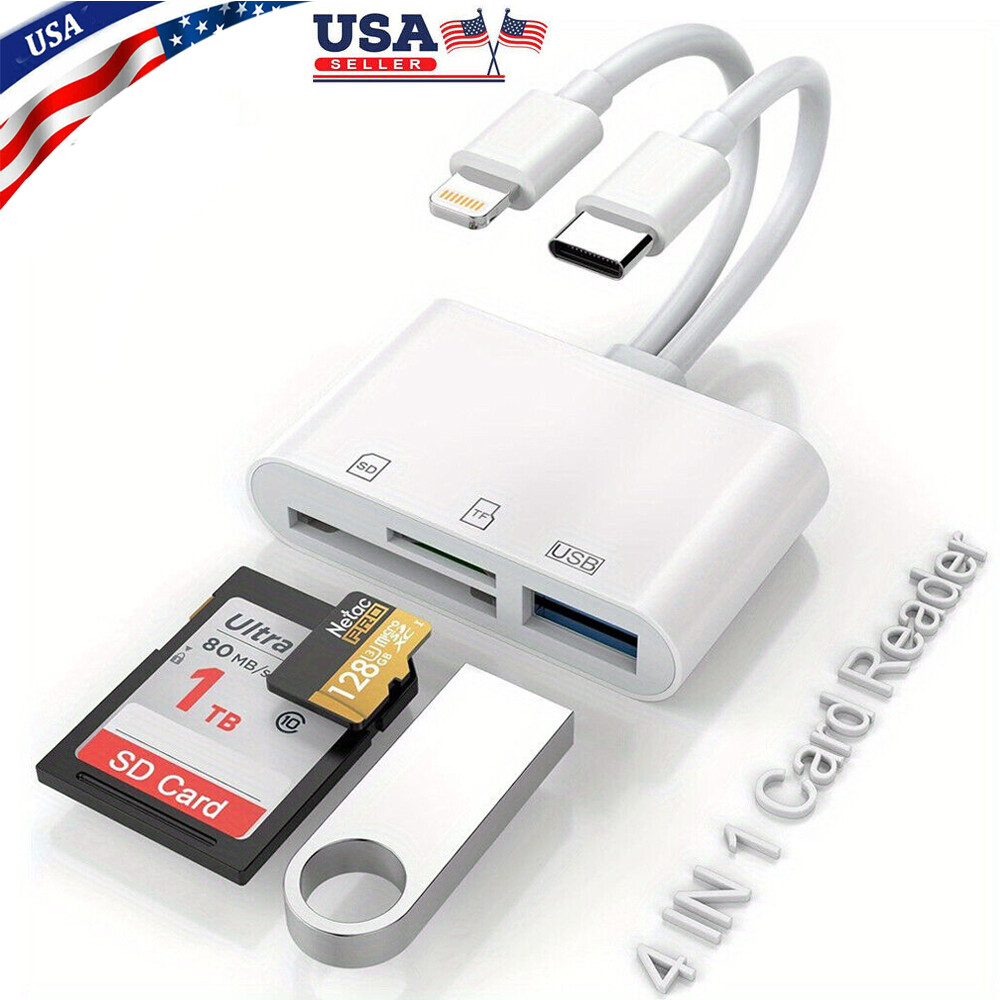 4 in 1 Type C USB OTG Adapter SD/TF Card Reader For iPhone Samsung Android Phone